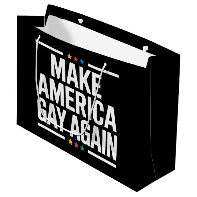 American Gay wieder Funny Gay Pride Monat Große Geschenktüte (Vorderseite Schrägansicht)