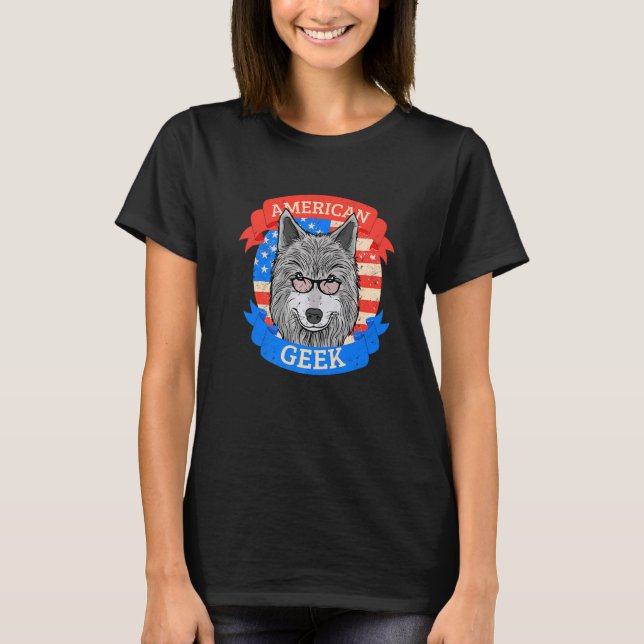 American Geek with a Wolf and Glasses T-Shirt (Vorderseite)