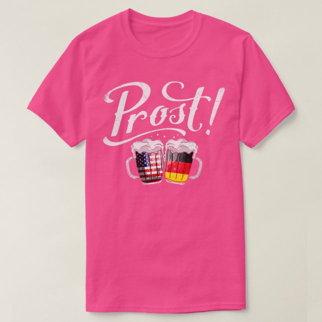 American German Flag Beer Prost Oktoberfest Gesche T-Shirt (Design vorne)
