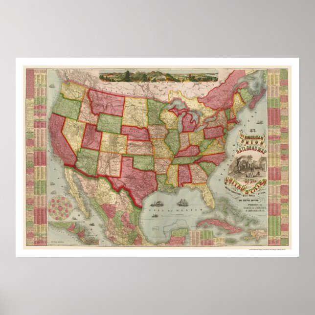 American Gewerkschaft Railroad Map 1872 Poster (Vorne)