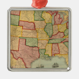 American Gewerkschaft Railroad Map The United Staa Silbernes Ornament