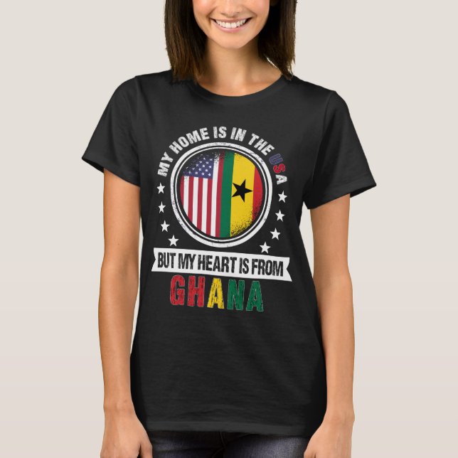 American Ghanaian Flag Heart from Ghana Patriot T-Shirt (Vorderseite)