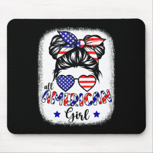 American Girl 4. Juli Shirt Frauen Messy Bun Uns Mousepad