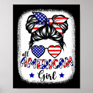 American Girl 4. Juli Shirt Frauen Messy Bun Uns Poster