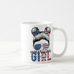American Girl 4. Juli Unordentlicher Dutt USA-Flag Kaffeetasse