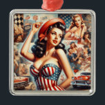 American Girl Button-Up Collage Ornament Aus Metall<br><div class="desc">American Girl Button-Up Collage</div>
