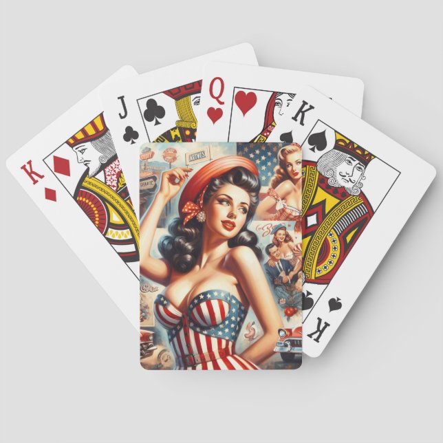 American Girl Button-Up Collage Spielkarten (Rückseite)
