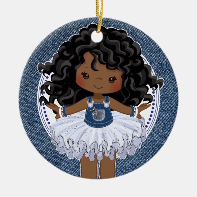 American Girl Denim & Diamonds Weihnachten Keramik Ornament (Vorne)