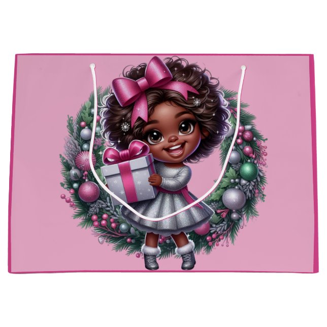 American Girl Pink & Silver Holiday Große Geschenktüte (Vorderseite)