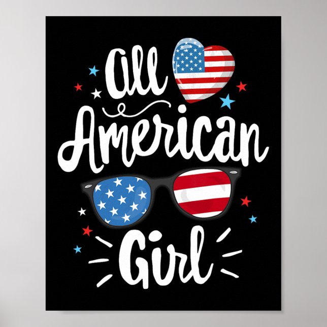 American Girl Women American Flag 4. Juli Patr Poster (Vorne)