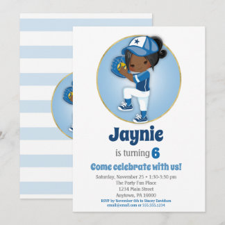 American Girls Blue Softball Geburtstag Einladung