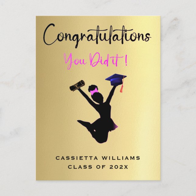 American Girls Gold Abschluss Card Postkarte (Vorderseite)