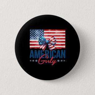 American Girly Happy 4. Juli Coquette Bow Amer Button