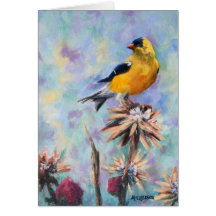 American Goldfinch auf Thistle Grußkarte
