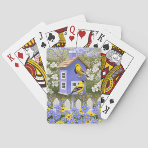 American Goldfinch Bird House Flower Garden Spielkarten
