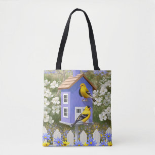American Goldfinch Bird House Flower Garden Tasche