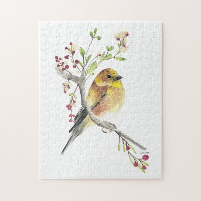 American Goldfinch Bird Wasserfarben Kunst (Vertikal)