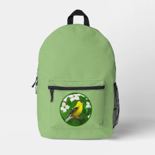 American Goldfinch in Winter Painting - Wild Bird Bedruckter Rucksack