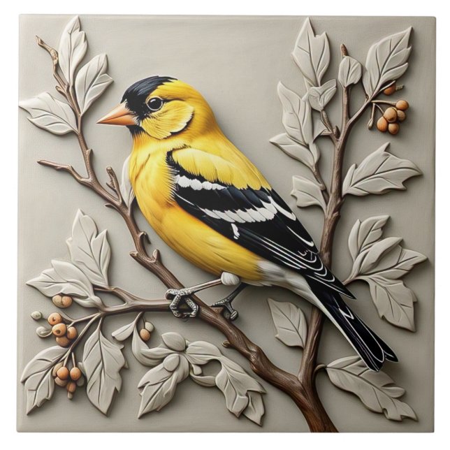 American Goldfinch - Keramik und Kunsthandwerk Fliese (Vorderseite)