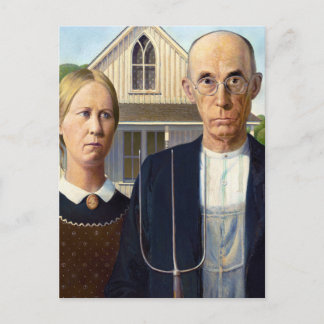 American Gothic Classic Painting Grant Wood Postkarte