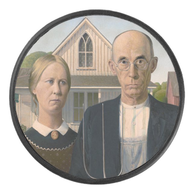 American Gothic: Country Life Poor Rural Bauer Eishockey Puck (Vorderseite)