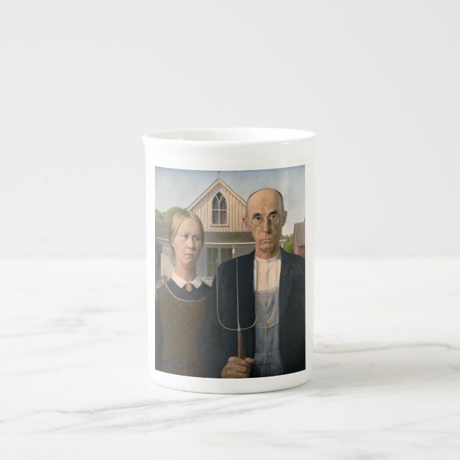 American Gothic: Country Life Poor Rural Bauer Prozellantasse (Vorderseite)