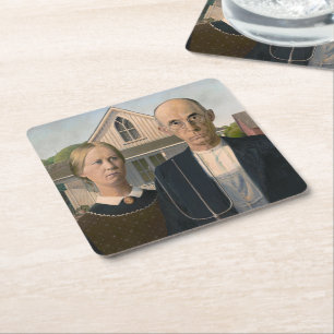 American Gothic: Country Life Poor Rural Bauer Rechteckiger Pappuntersetzer