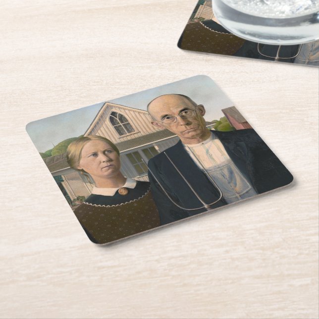 American Gothic: Country Life Poor Rural Bauer Rechteckiger Pappuntersetzer (angewinkelt)