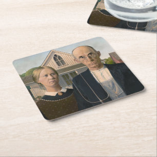 American Gothic: Country Life Poor Rural Bauer Rechteckiger Pappuntersetzer