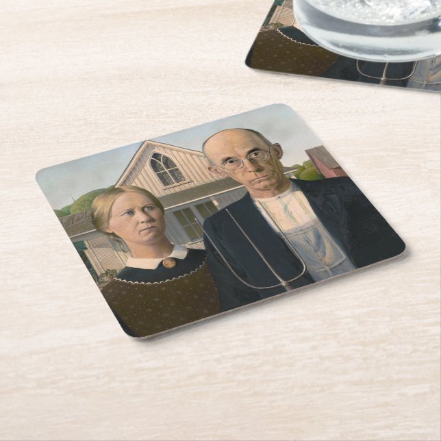 American Gothic: Country Life Poor Rural Bauer Rechteckiger Pappuntersetzer (angewinkelt)