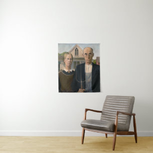 American Gothic: Country Life Poor Rural Bauer Wandteppich