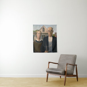 American Gothic: Country Life Poor Rural Bauer Wandteppich