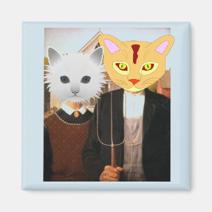 American Gothic Funny CATS Magnete Magnet