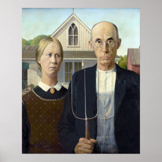 American Gothic - Grant Wood Canvas Print Poster