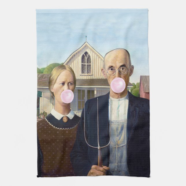 American Gothic Grant Wood Geschirrtuch (Vertikal)