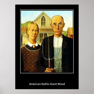 American Gothic Grant Wood Vintage Poster auf Deut