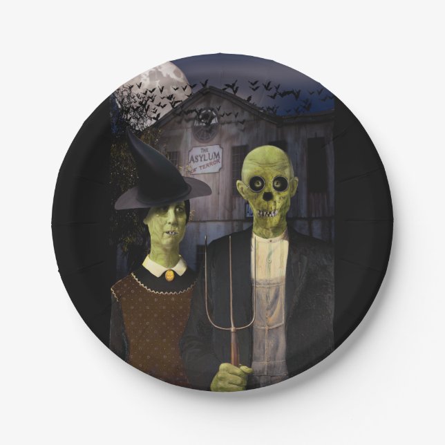 American Gothic Halloween Pappteller (Vorderseite)