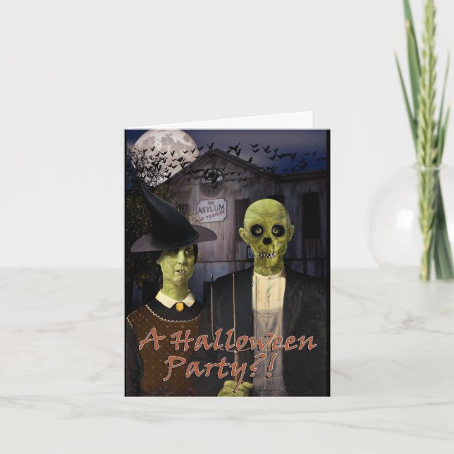 American Gothic Halloween Spuk Haus Einladung (Vorderseite)