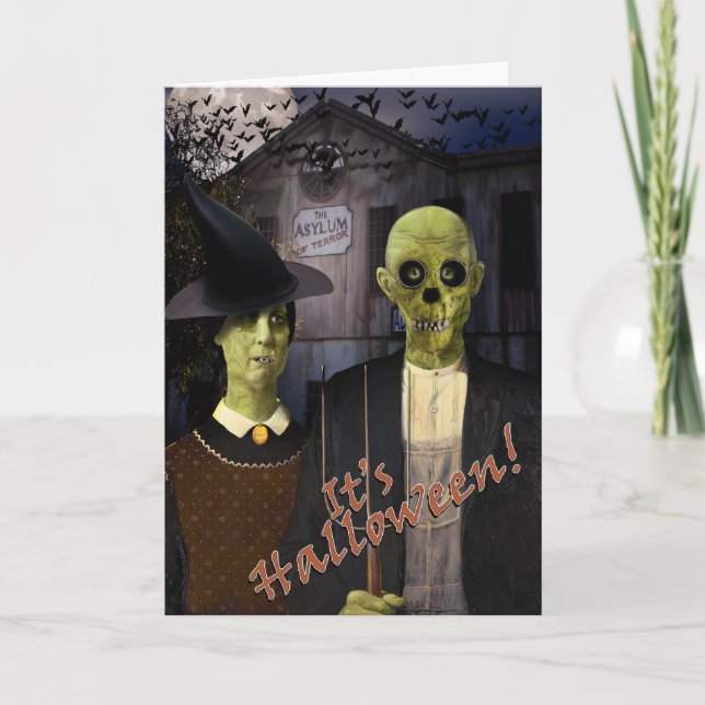 American Gothic Halloween Spuk Haus Karte (Vorderseite)