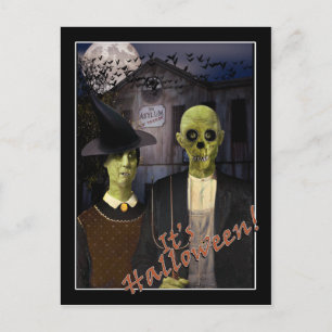 American Gothic Halloween Spukhaus Postkarte