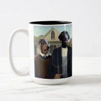 American Gothic lustige Doberman Hund-Tasse