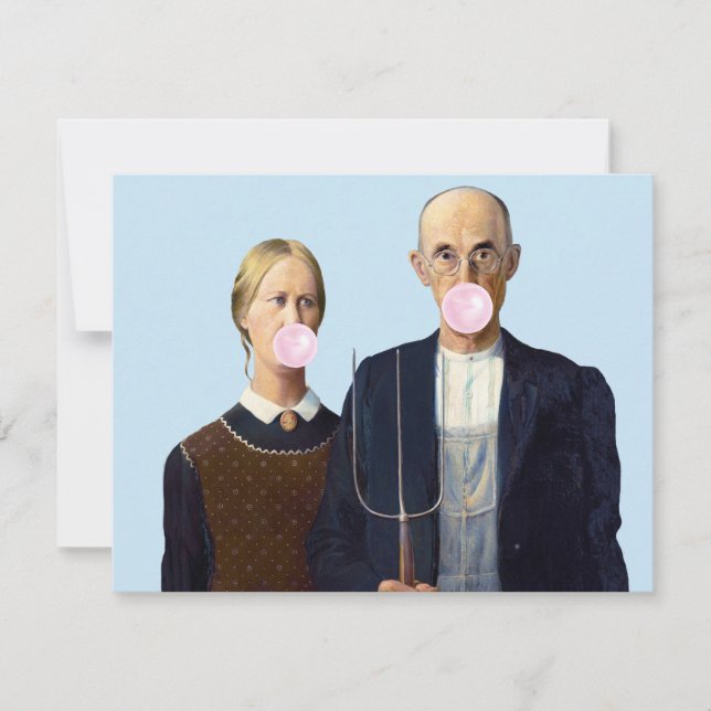 American Gothic Pärchen blasen Kaugummi (Vorderseite)