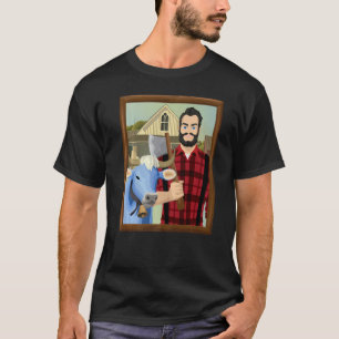 American Gothic Parody MN Paul Bunyan und Babe Blu T-Shirt