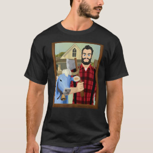 American Gothic Parody MN Paul Bunyan und Babe Blu T-Shirt