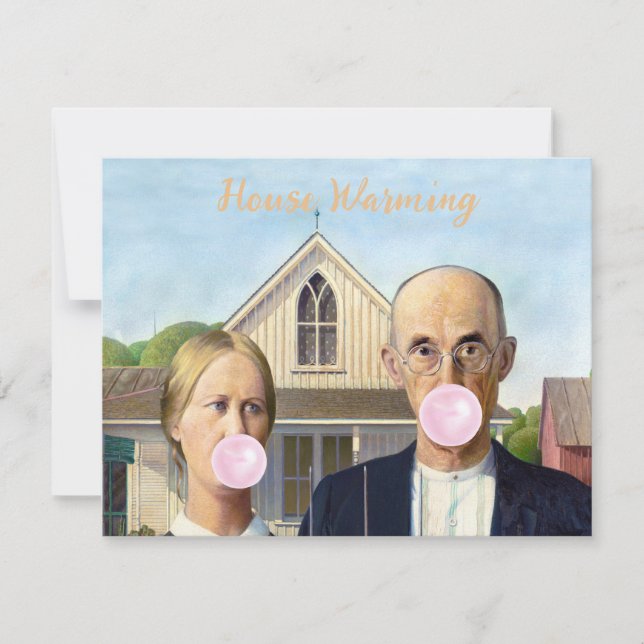 American Gothic Pink Gum House Erwärmung Einladung (Vorderseite)