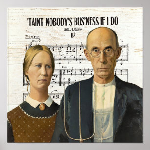 American Gothic Poster Humor auf Deutsch