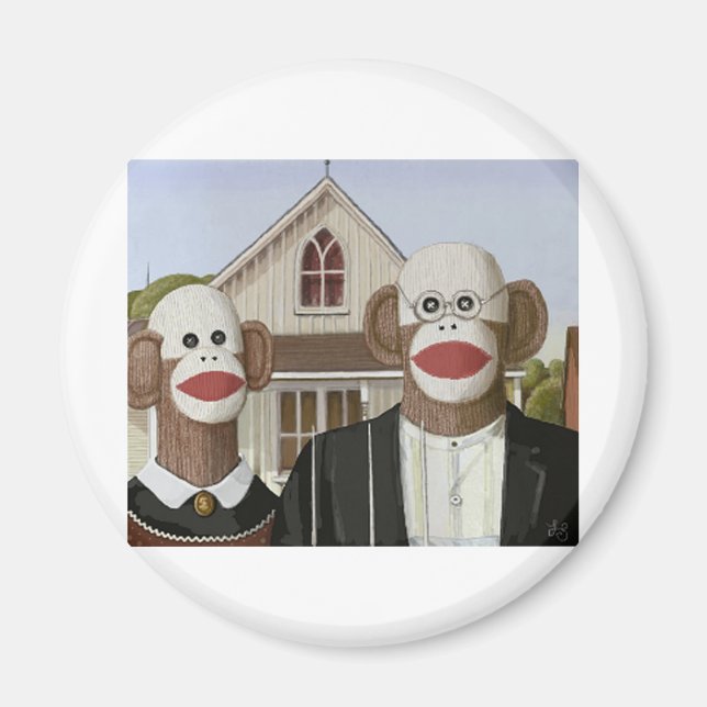 American Gothic Sock Affen Magnet (Vorne)