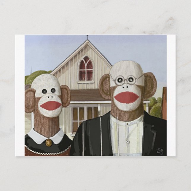American Gothic Sock Affen Postkarte (Vorderseite)