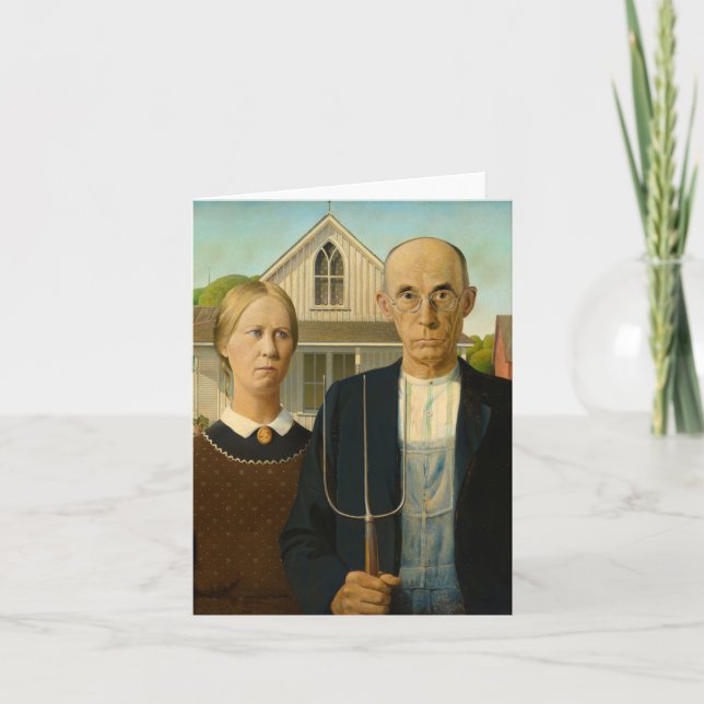 American Gothic von Grant Wood Dankeskarte (Vorderseite)