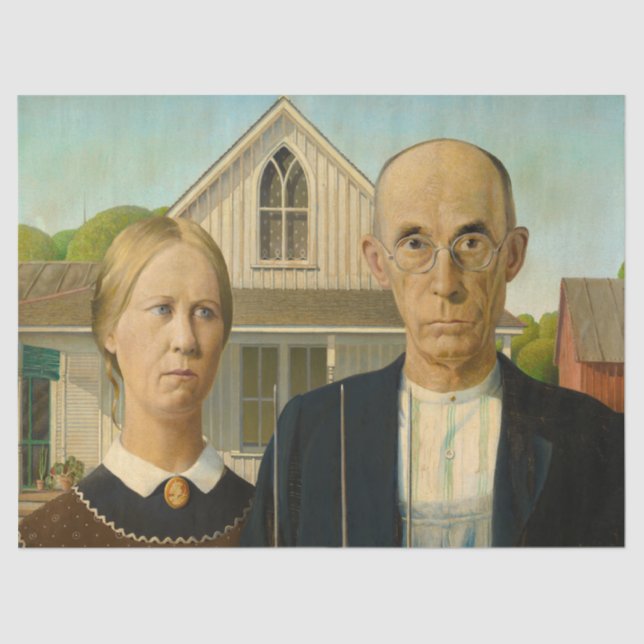 American Gothic von Grant Wood Seidenpapier (Vorderseite)